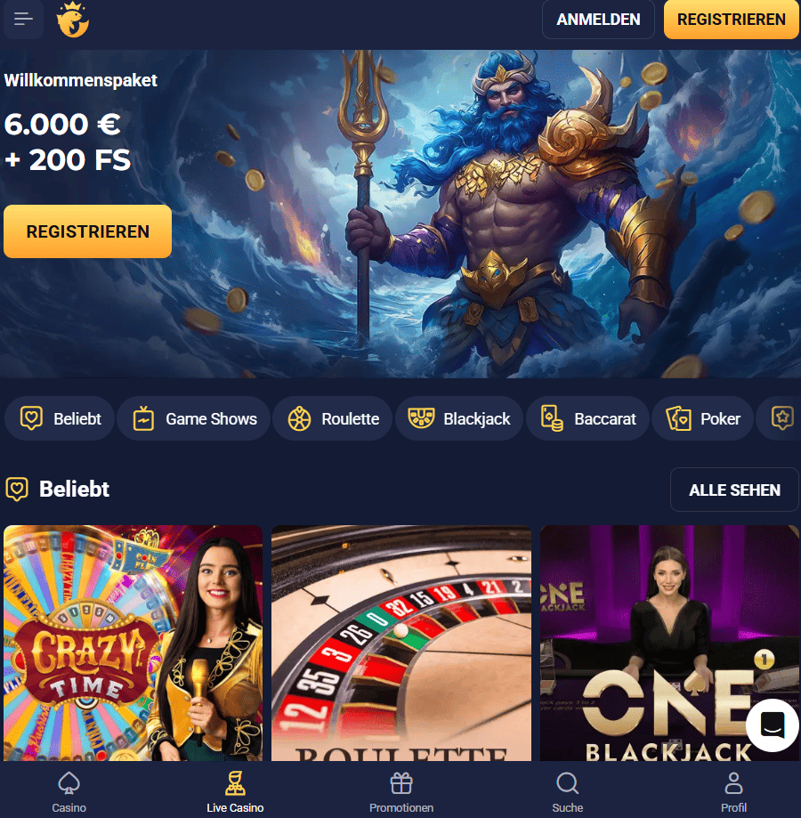 Mobile Spielauswahl bei Joo Casino